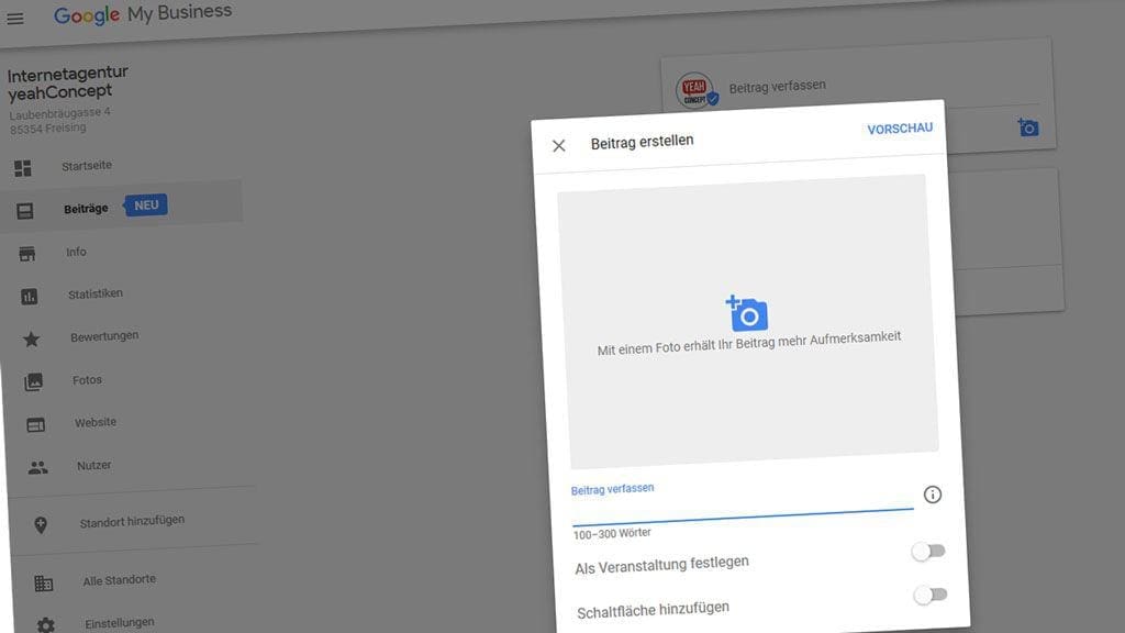 Google My-Business-Beitrag erstellen Googele My Busines Beitrag
