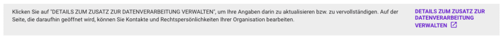 Details zum Zusatz zur Datenverarbeitung - Screenshot
